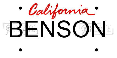 BENSON California License Plate