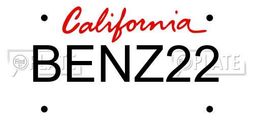 BENZ22 California License Plate