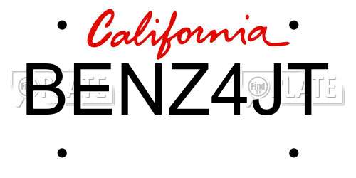 BENZ4JT California License Plate