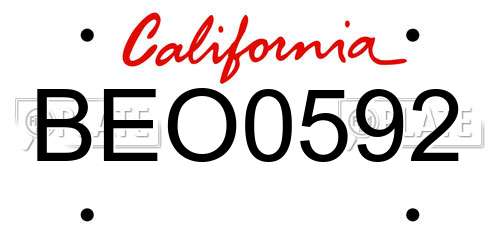 BEO0592 California License Plate