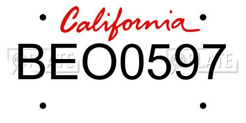 BEO0597 California License Plate