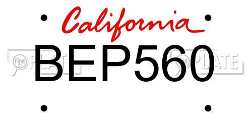 BEP560 California License Plate