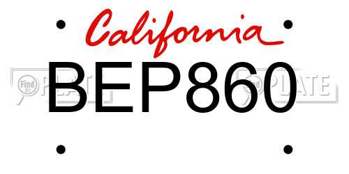 BEP860 California License Plate