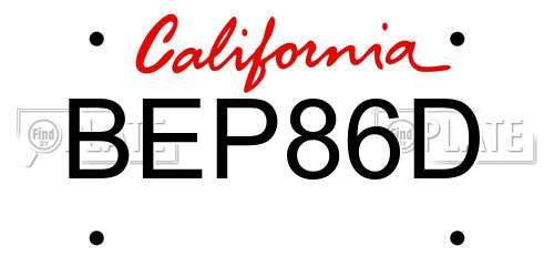BEP86D California License Plate