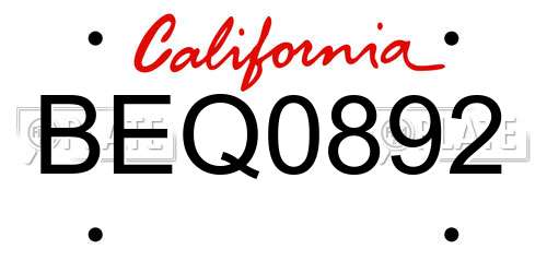 BEQ0892 California License Plate