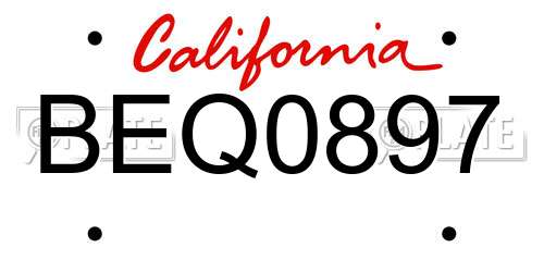 BEQ0897 California License Plate