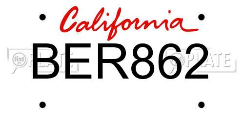 BER862 California License Plate