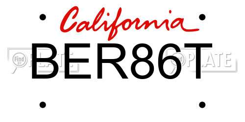 BER86T California License Plate