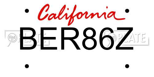 BER86Z California License Plate