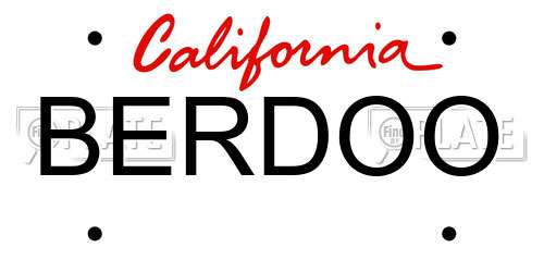 BERDOO California License Plate