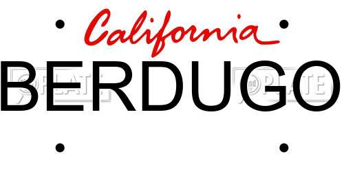 BERDUGO California License Plate
