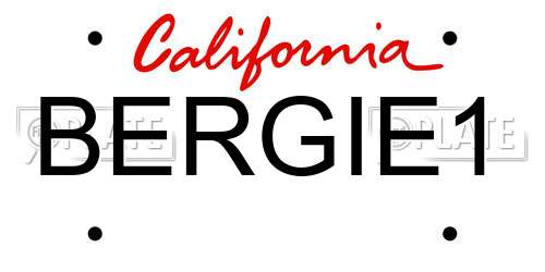 BERGIE1 California License Plate