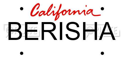 BERISHA California License Plate