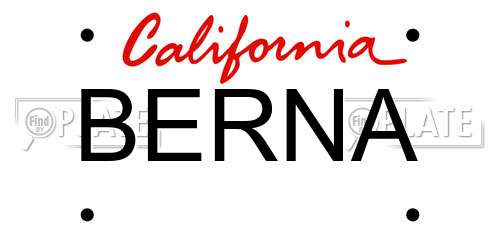 BERNA California License Plate