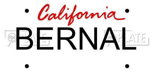 BERNAL California License Plate