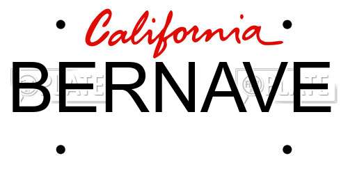BERNAVE California License Plate