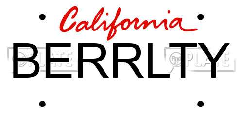 BERRLTY California License Plate