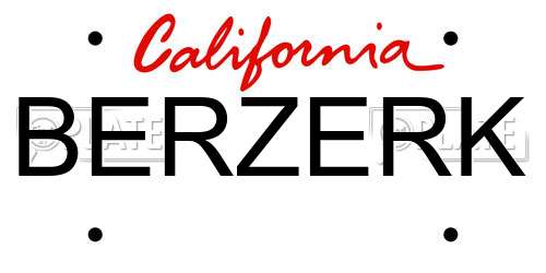 BERZERK California License Plate