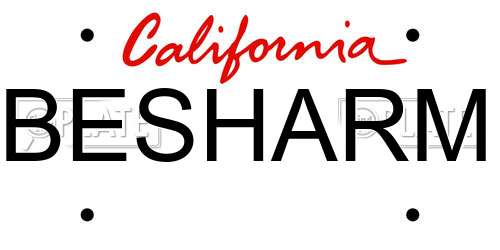 BESHARM California License Plate