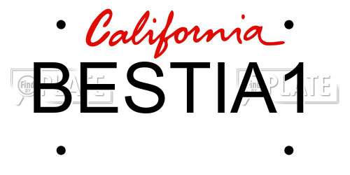 BESTIA1 California License Plate