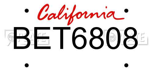 BET6808 California License Plate