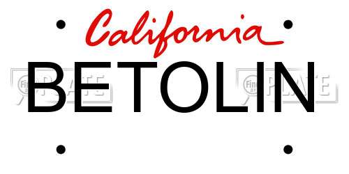 BETOLIN California License Plate