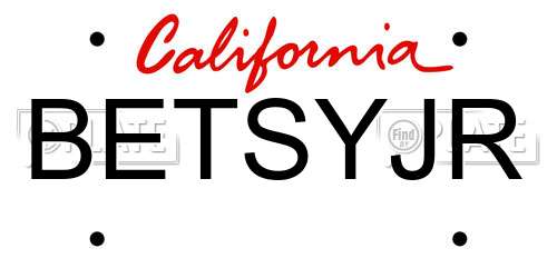 BETSYJR California License Plate