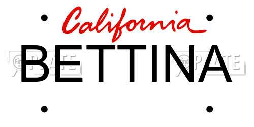 BETTINA California License Plate