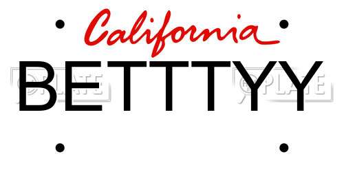 BETTTYY California License Plate