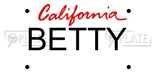 BETTY California License Plate