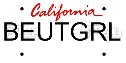 BEUTGRL California License Plate