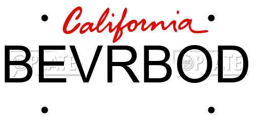 BEVRBOD California License Plate