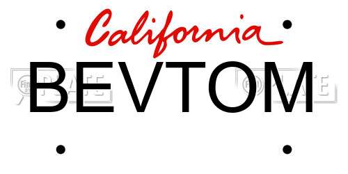 BEVTOM California License Plate