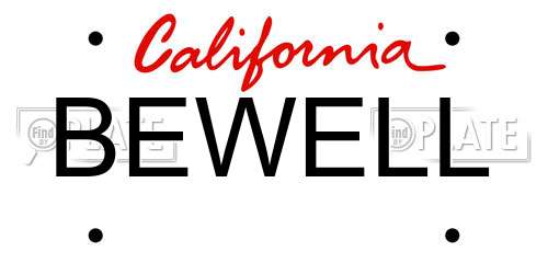 BEWELL California License Plate
