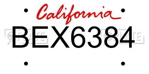 BEX6384 California License Plate