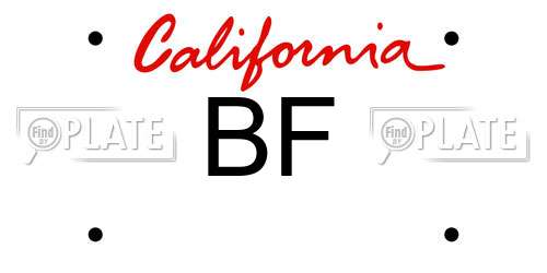 BF California License Plate