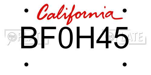 BF0H45 California License Plate