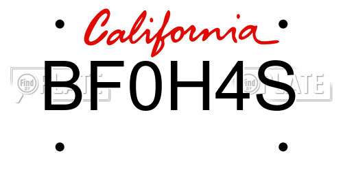BF0H4S California License Plate