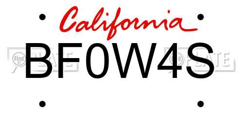 BF0W4S California License Plate