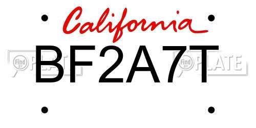 BF2A7T California License Plate