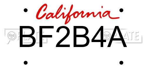 BF2B4A California License Plate