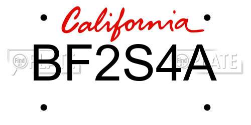 BF2S4A California License Plate