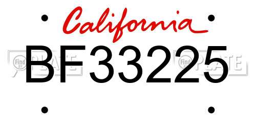 BF33225 California License Plate