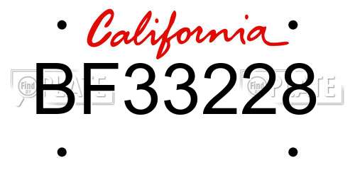 BF33228 California License Plate