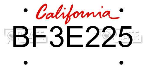 BF3E225 California License Plate