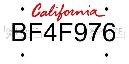 BF4F976 California License Plate