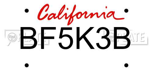 BF5K3B California License Plate