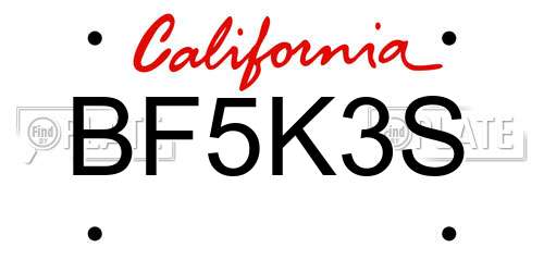 BF5K3S California License Plate