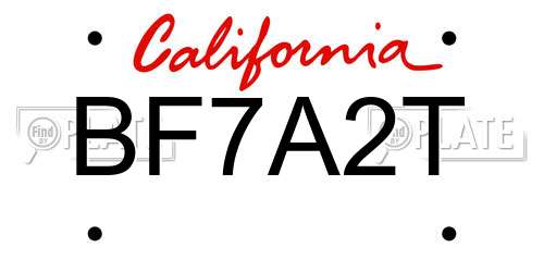 BF7A2T California License Plate