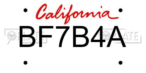 BF7B4A California License Plate